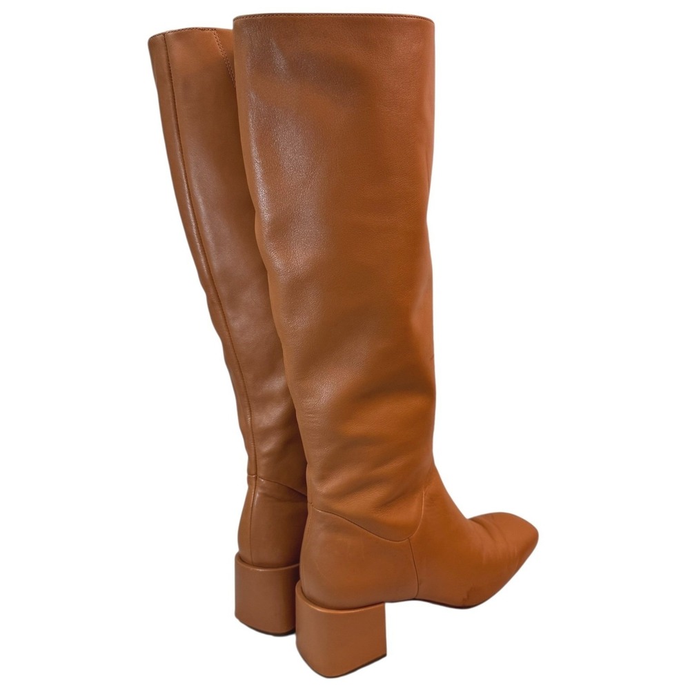 VINCE Kendra‎ Knee High Boots Women 8M/38 Leather Lambskin Square Toe Tan